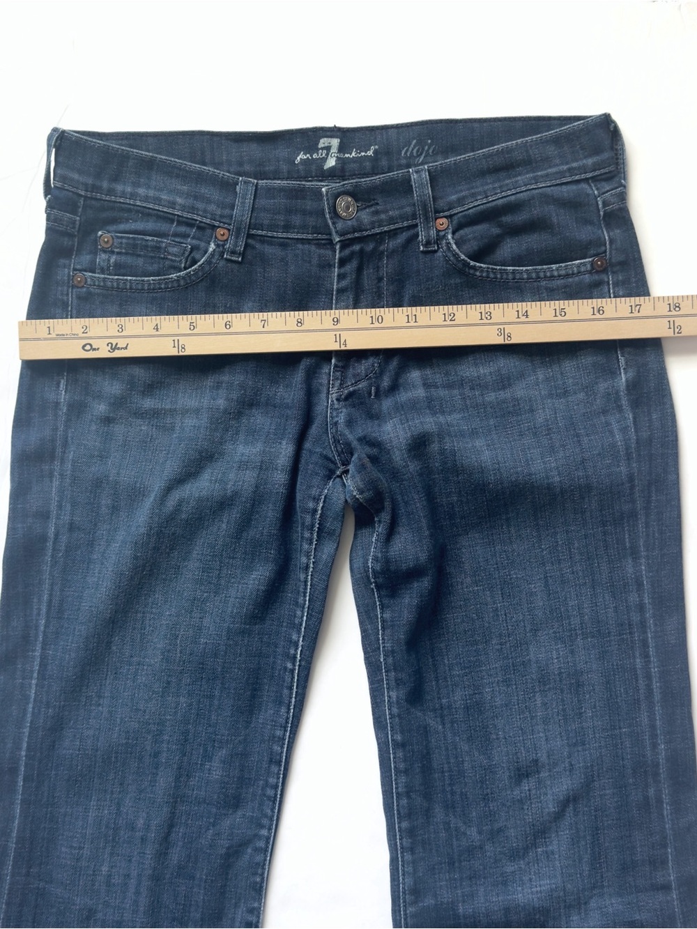 7 For All Mankind Dojo Jeans Womens 28 Flare Wide Leg Boho Medium Wash Denim - Picture 11 of 13